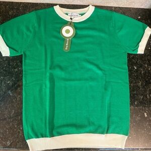 Benetton Green and Cream Sweater